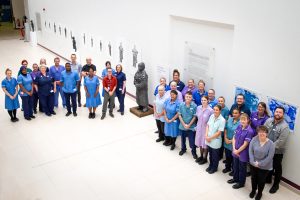 NHS staff attend the opening of the Intensive Care exhibition at St James's University Hospital, Leeds